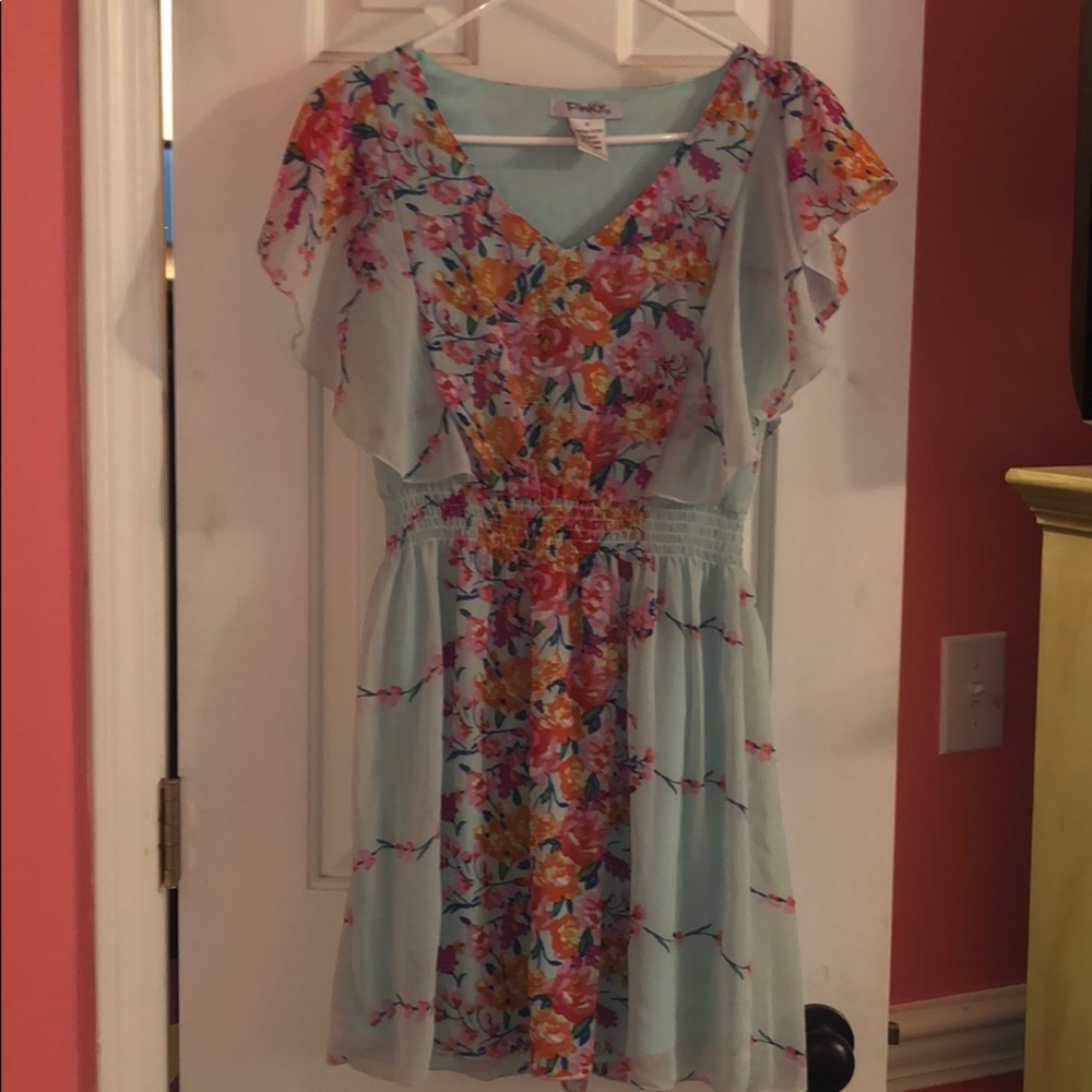 Floral Flutter-sleeve Dress